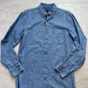 Banana Republic Factory Mens Denim Western Shirt Medium Slim Fit 100% Cotton